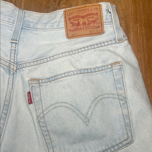Levi's 501 Light Blue Denim Cutoff Shorts W27 Button Fly - Picture 3 of 8